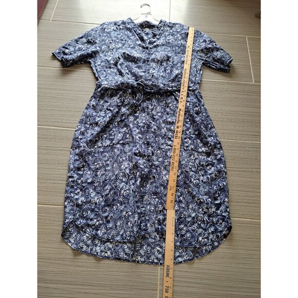 Lauren Ralph Lauren Linen Floral Shirtdress Tie Waist Blue Plus Size 14 Women's - Picture 12 of 12